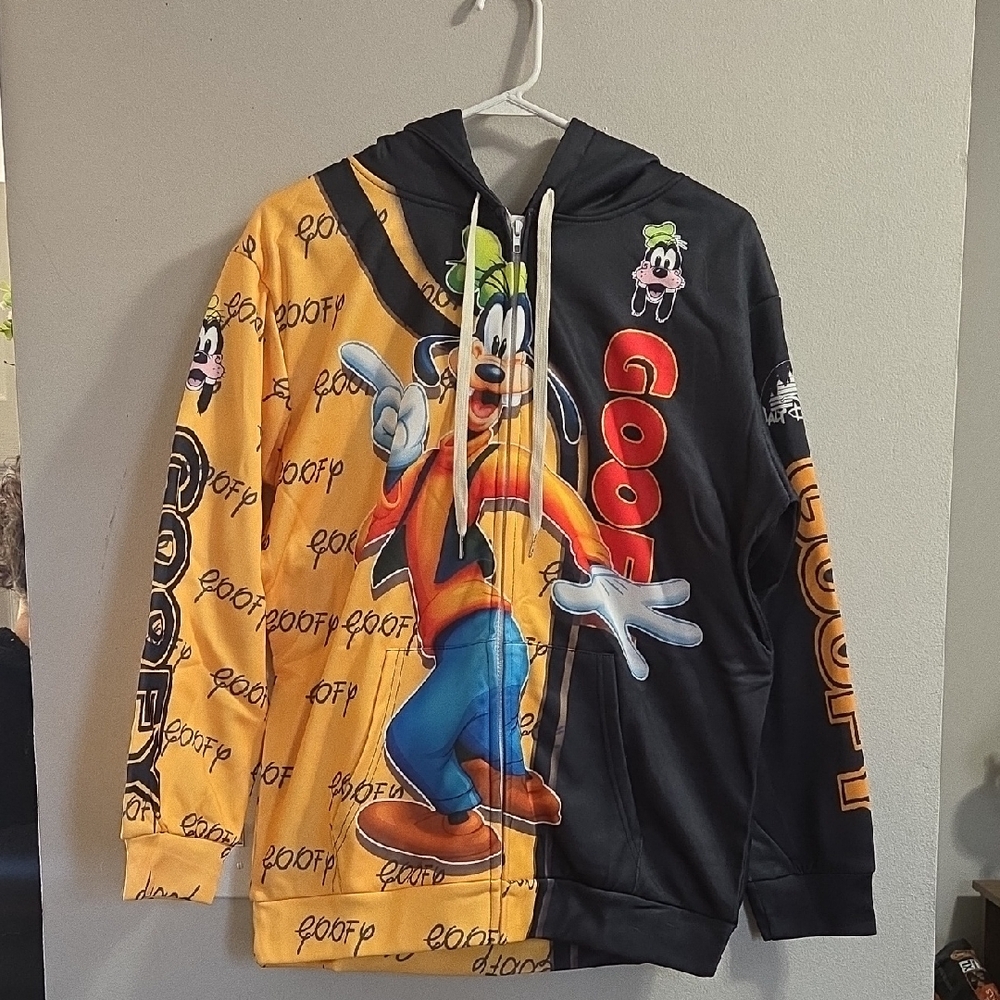 Goofy Black and Orange  Full Zip Hoodie BRAND NEW! Mens Small